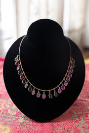 1920s Sterling + Brass Paste Fringe Necklace