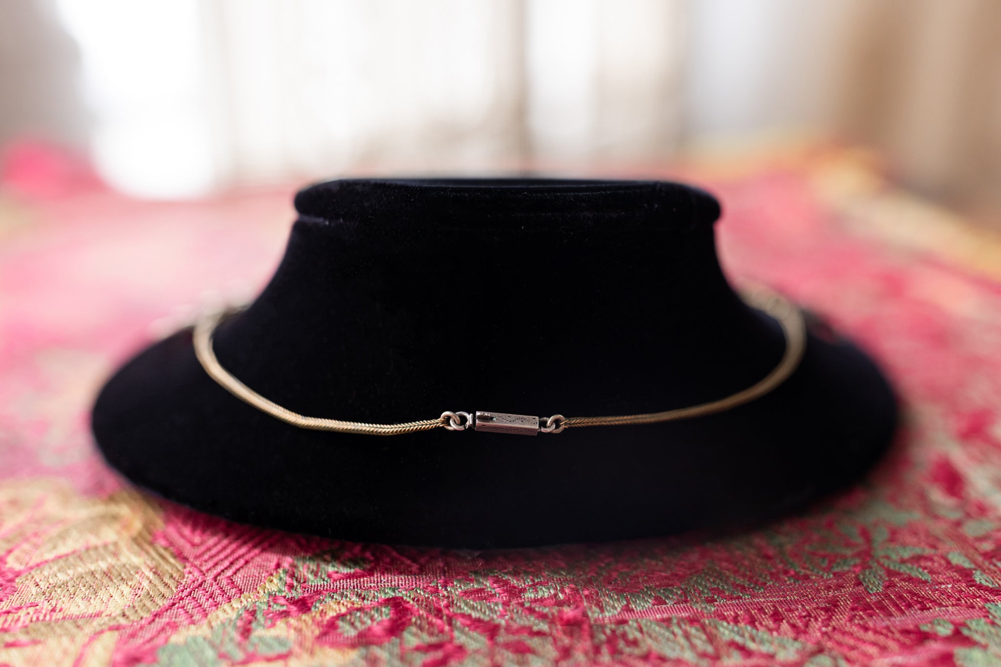 1920s Sterling + Brass Paste Fringe Necklace