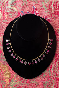 1920s Sterling + Brass Paste Fringe Necklace