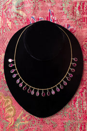 1920s Sterling + Brass Paste Fringe Necklace