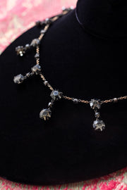 1930s 14k + Sterling Gothic Paste Fringe Necklace