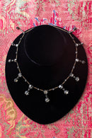 1930s 14k + Sterling Gothic Paste Fringe Necklace