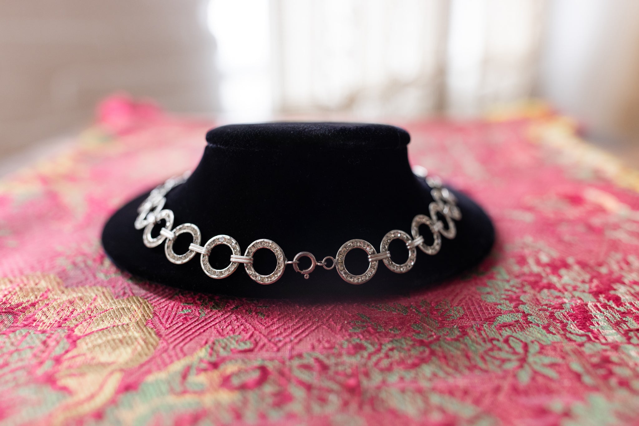 1920s Art Deco Rhinestone Rings Necklace