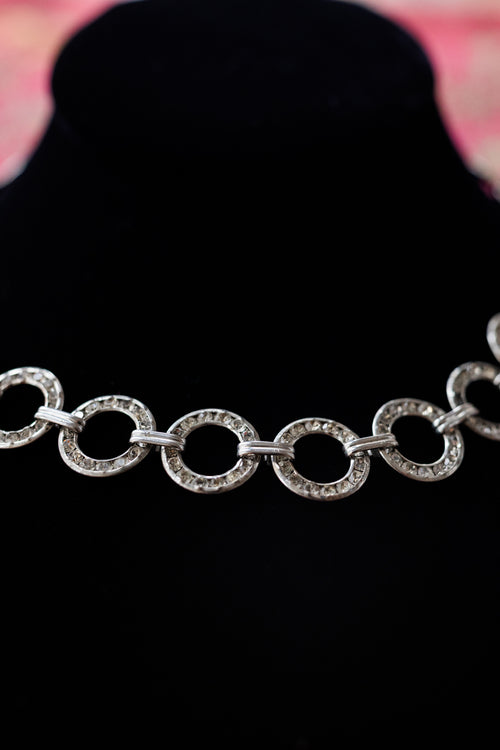 1920s Art Deco Rhinestone Rings Necklace