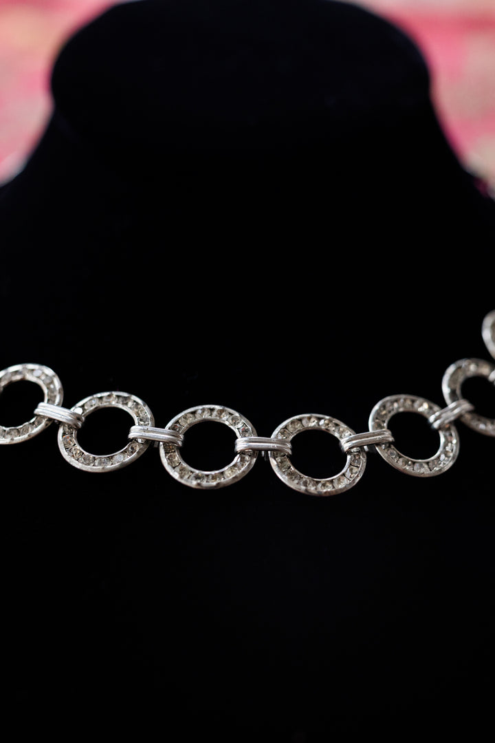 1920s Art Deco Rhinestone Rings Necklace