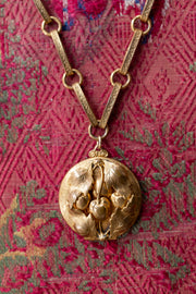 1900s Art Nouveau Brass Cherry Locket