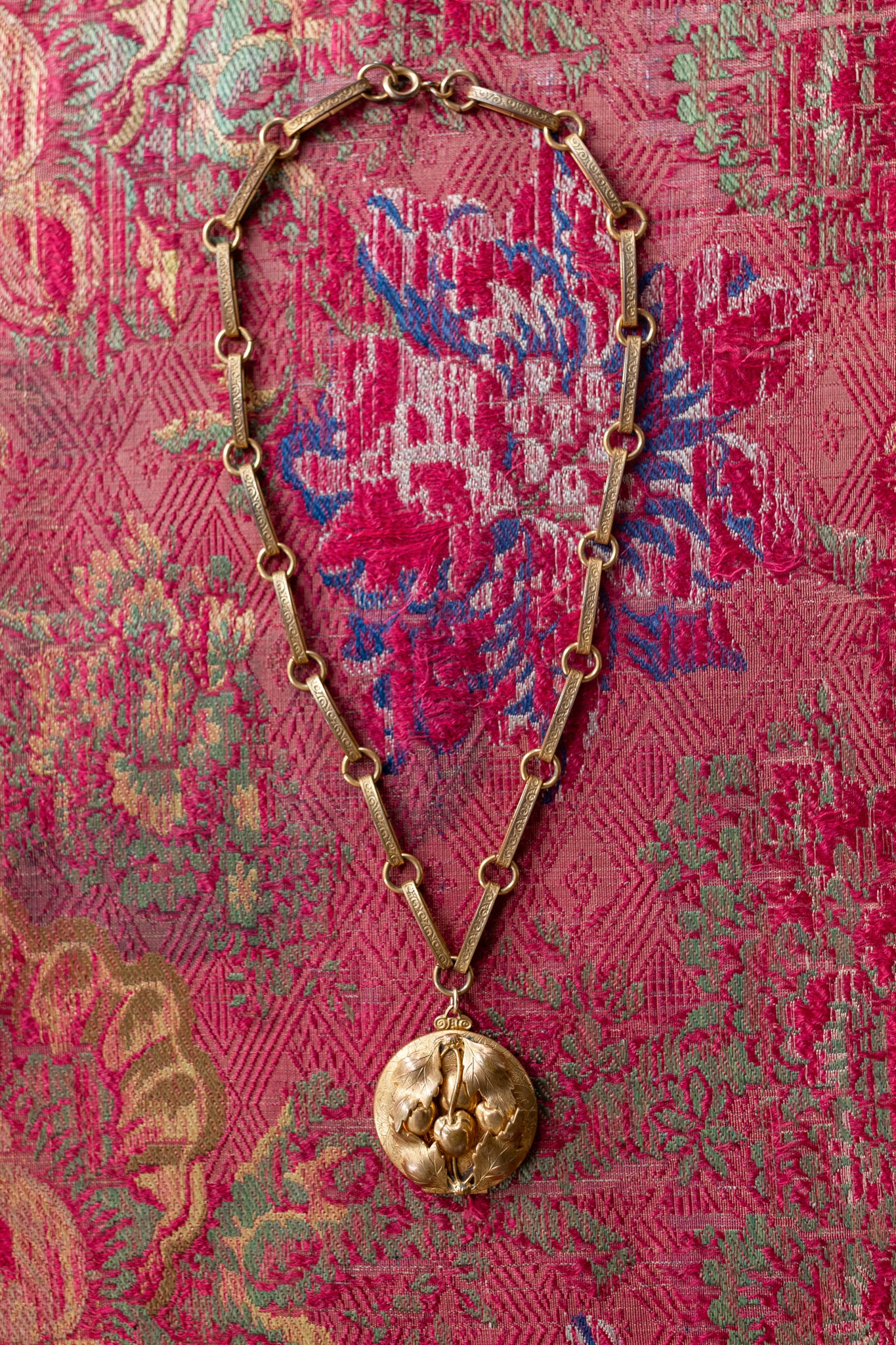 1900s Art Nouveau Brass Cherry Locket