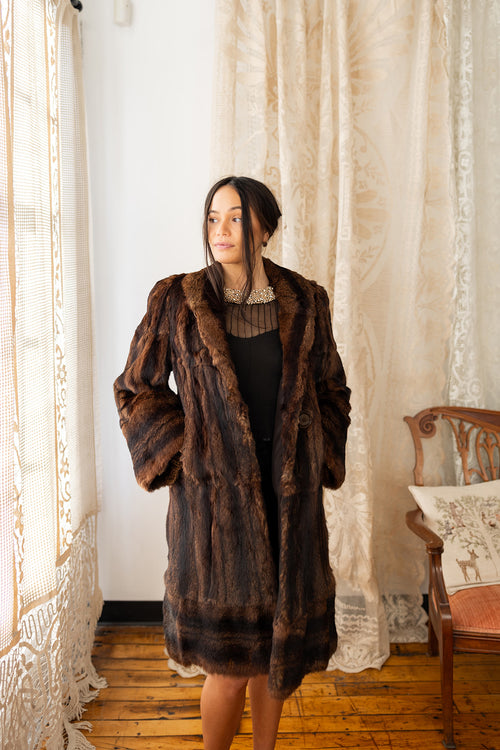 1930s Warm Brown Art Deco Beaver Fur Coat