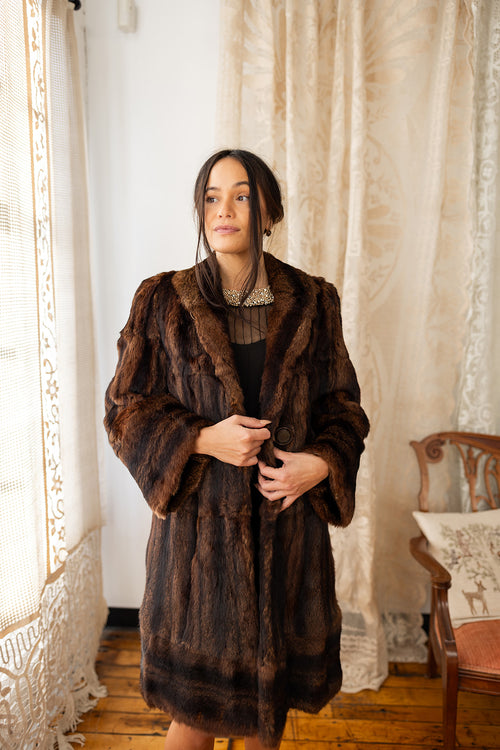 1930s Warm Brown Art Deco Beaver Fur Coat