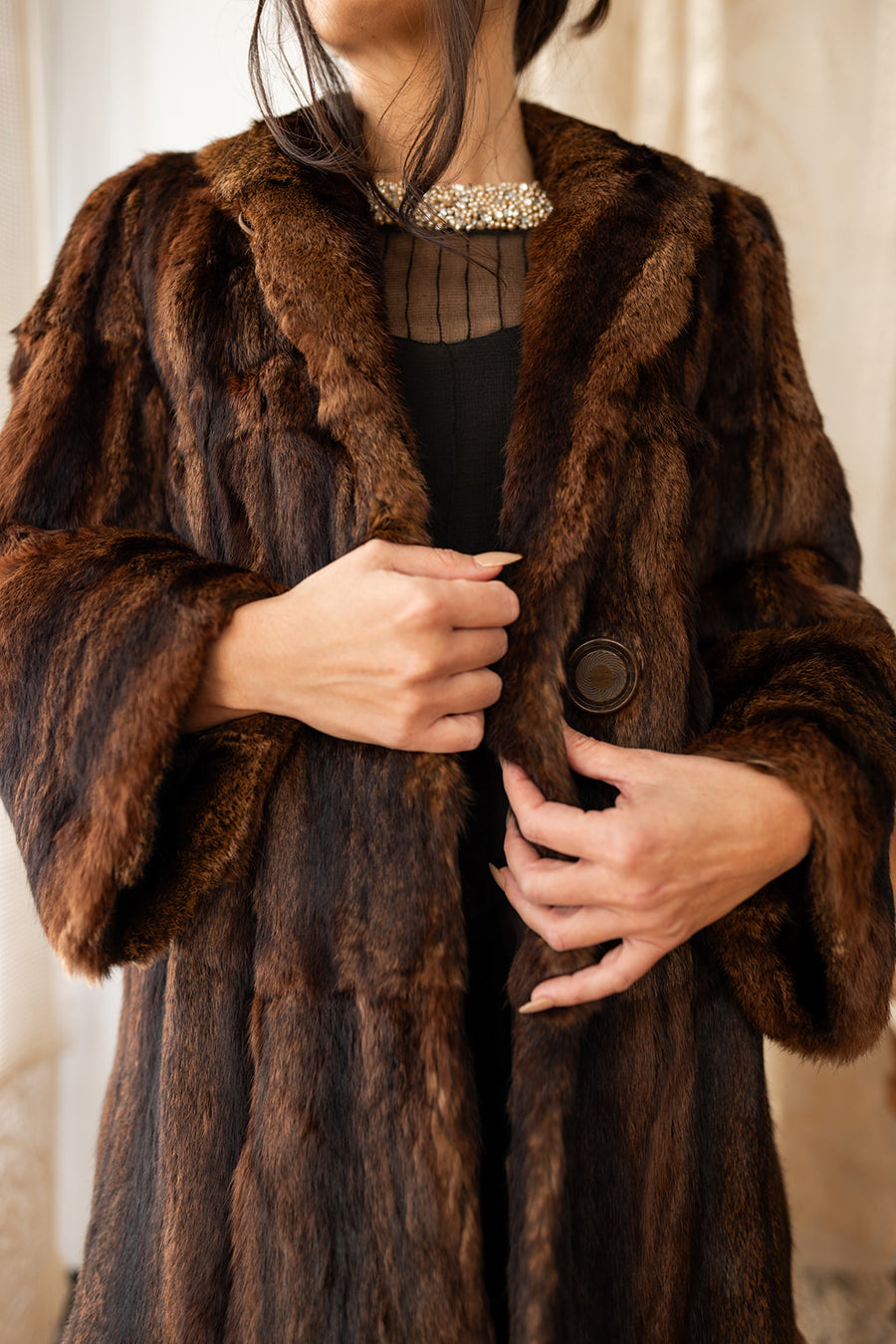 1930s Warm Brown Art Deco Beaver Fur Coat