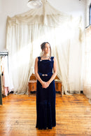 1930s Cobalt Silk Velvet Art Deco Wrap Gown