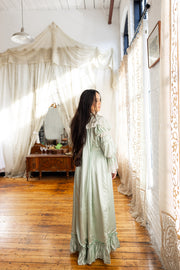 c1900 English Seafoam Silk Dressing Gown