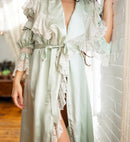 c1900 English Seafoam Silk Dressing Gown