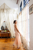 1930s Pastel Floral Lace Appliqué Bias Gown