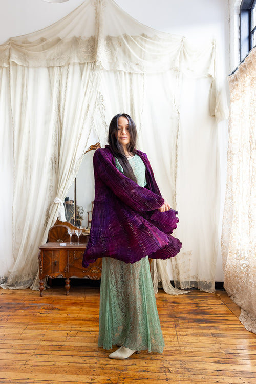 1980s Charles & Patricia Lester Pleated Silk Jacket