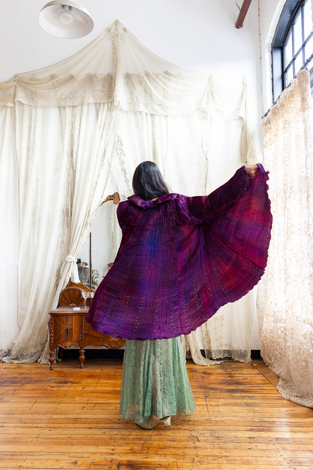 1980s Charles & Patricia Lester Pleated Silk Jacket