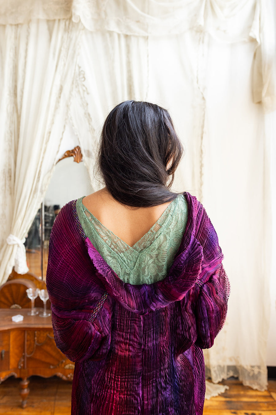 1980s Charles & Patricia Lester Pleated Silk Jacket