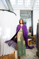 1920s Violet Silk Fringe Embroidered Cape