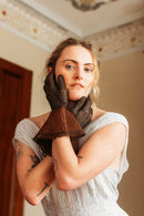 1930s Chocolate Mesh Sculptural Gauntlet Gloves