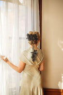 1930s Silver Lamé Cowl Back Trained Gown