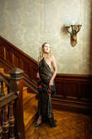 Demetra's Silver Lamé Diamanté Halter Gown